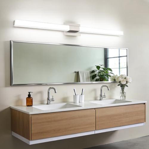 Brushed Nickel Bathroom Vanity Light - 48 Inch Extra Long Modern LED Vanity Light Bar IP44 Rust-Resistant 5CCT - color: Upgraded - Brushed Nickel - 5CCT Dimmable, size: 48 inch
