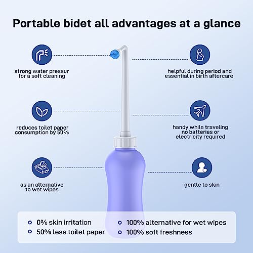 Bidet Attachment for Toilet, Non-Electric Dual Nozzle Toilet Sprayer, Cold Water Adjustable Pressure Bidet Sprayer for Women, Elderly & Postpartum Hygiene, Easy Install Portable Bathroom Bidet - color: White