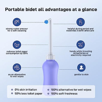 Bidet Attachment for Toilet, Non-Electric Dual Nozzle Toilet Sprayer, Cold Water Adjustable Pressure Bidet Sprayer for Women, Elderly & Postpartum Hygiene, Easy Install Portable Bathroom Bidet - color: White