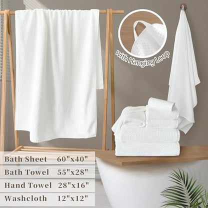 VOOVA & MOVAS Off-White Washcloths (6PC, 12"x12") - 100% Cotton | Thick | Quick Dry | Absorbent, Towels for Face, Fluffy Wash Cloths for Bathroom, Popcorn Weave Washcloths, Off-White - size: 6PC Washcloths (12"x12")