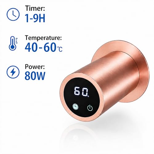 Bathroom Heated Towel Rack, Rose Gold Towel Warmer, 2Bars, 110V | Smart Touch Control, Wall Mounted, Concealed Hardwired, Stainless Steel, Dry Towels in Modern Bathrooms, Space-Saving Design - color: Rose Gold-2 Bars