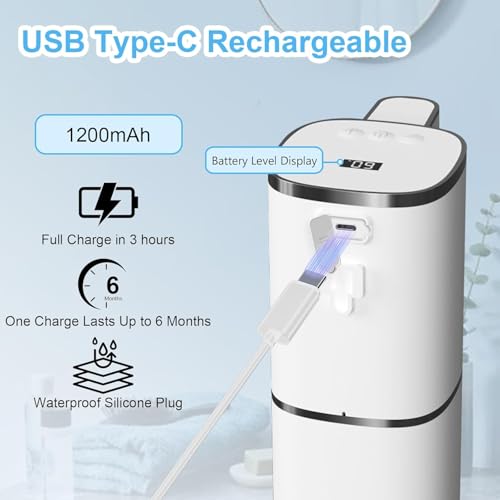 Automatic Soap Dispenser Touchless,Hands-Free,9 Multi Adjustable Volume,Waterproof Hand Soap Dispenser Compatible with Dish/Hand Soap for Bathroom and Kitchen,Easy for Toddlers (Black,Foam)
