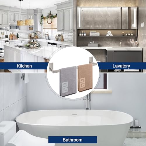 NearMoon Self Adhesive Bathroom Towel Bar, Stainless Steel Square Bath Wall Shelf Rack Hanging Towel Stick On Sticky Hanger Contemporary Style, Towel Rack Wall Mounted (24 Inch, Brushed Nickel) - color: Brushed Nickel, size: 24 Inch