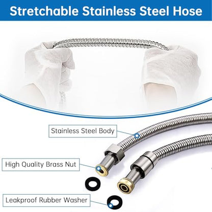 G-Promise All Metal Handheld Shower Head with Shut Off Valve & Long Hose | Built to Last, Water-Saving On/Off Pause Valve, Solid Brass Bracket Holder, 70" to 75" Flexible Stainless Steel Hose