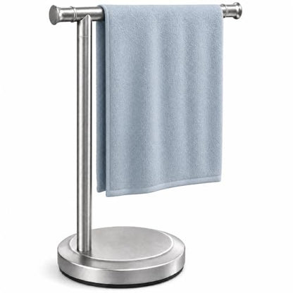 Hoimpro Hand Towel Holder Stand Towel Bar Rack Countertop Brushed Nickel | Free Standing Towel Hanger Ring for Bathroom Kitchen Vanity Counter,13 Inch, Stainless Steel, RustProof, Bath Accessories - color: Brushed Nickel