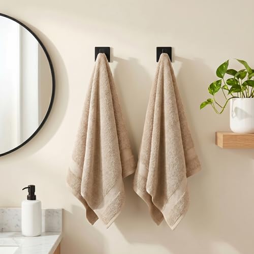 Sofea Hand Towels 6 Pack (16 x 28 Inches) 100% Cotton Bathroom Towels, Soft Absorbent Quick Dry Hand Towels for Bathroom Kitchen - color: Beige