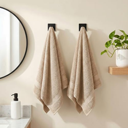 Sofea Hand Towels 6 Pack (16 x 28 Inches) 100% Cotton Bathroom Towels, Soft Absorbent Quick Dry Hand Towels for Bathroom Kitchen - color: Beige