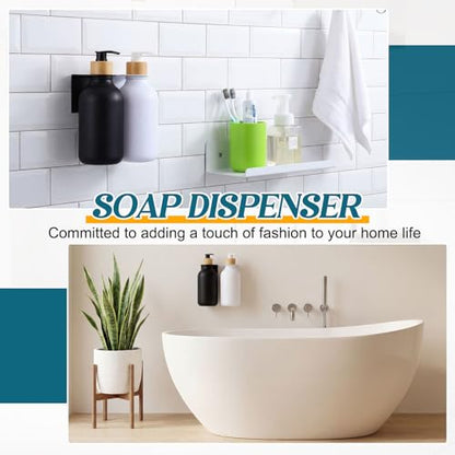 Sawysine Shampoo and Conditioner Dispenser 16.9 oz Plastic Wall Mounted Hand and Dish Soap Shower Soap Dispenser with Pump, Labels and Bottle Hangers Refill Body Wash for Bathroom Kitchen Decor
