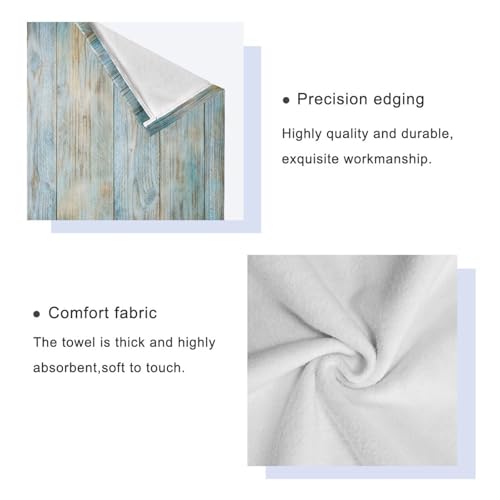 ALAZA Towel Bathroom Sets, Teal Green Brown Wood Towels 3-Piece 1 Bath Towel 1 Washcloth 1 Hand Towel, Bath Towel Set of 3 Soft Multifuntion for Home Kitchen - color: Multi09