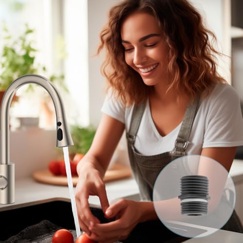 Hibbent 15 Pieces Pull Down Kitchen Faucet Head Adapter Kits with Curved Adapter, Multiple Sink Spray Head Adapters Compatible with Moen, American Standard, Delta, Kohler Faucets