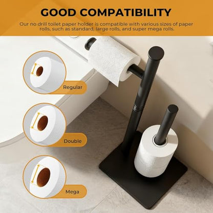 Freestanding Toilet Paper Holder Stand for Bathroom, Matte Black, 4 Rolls | 304 stainless steel bathroom tissue holder keeps 1 roll ready and stores 3 spare rolls with a stable non-slip floor base - size: Style 1