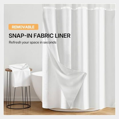 River Dream Fabric Snap in Shower Curtain Liner Replacement,White,70x54 | with Magnets,Detachable Liner,Quick Dry，Machine Washable，Fit for River Dream 71(W) x 74(H) with Window Shower Curtain - size: 70"W x 54"L (Pack of 1)