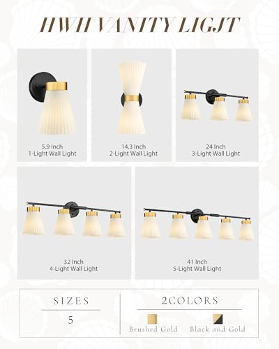 HWH 1-Light Bathroom Wall Sconce, Black and Gold, Modern, 5HZG97B BK+BG | Install Facing Up or Down, 5.9 x 7.3 x 9.4-Inch Fixture, E26 Bulb Max 60W, Bulb Not Included, Mounting Hardware Included - color: Black and Gold, size: 1-Light