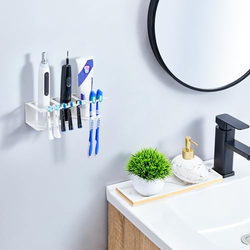 Electric Toothbrush Head Holders, Electric Toothbrush Holders Wall Mounted, Shower Electric Head Holder, Toothbrush and Toothpaste Holder, Tooth Brushing Holder for Bathroom (White, Large) - color: White, size: Large