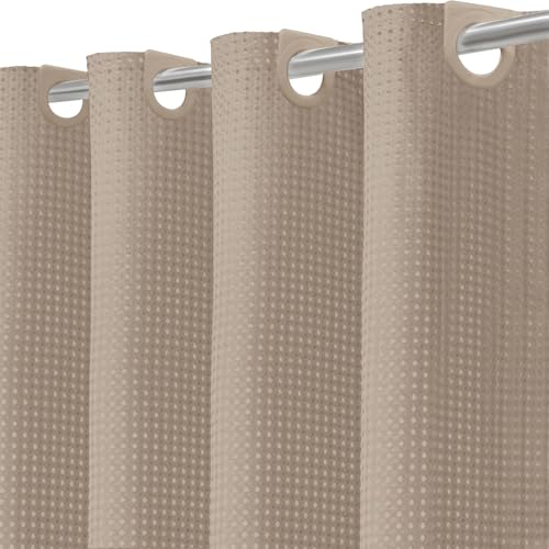 Inhousolu No Hook Shower Curtain with Removable Snap-in Liner, Waffle Weave 230 GSM Polyester, Weighted Hem, Water Repellent Washable, 72 x 72 Inch, Beige - color: Beige, size: 72"W x 72"L (Pack of 1)