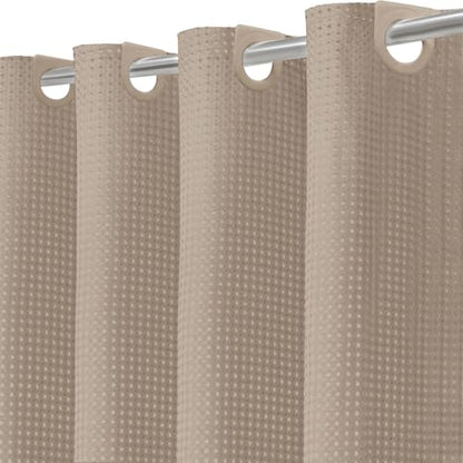 Inhousolu No Hook Shower Curtain with Removable Snap-in Liner, Waffle Weave 230 GSM Polyester, Weighted Hem, Water Repellent Washable, 72 x 72 Inch, Beige - color: Beige, size: 72"W x 72"L (Pack of 1)