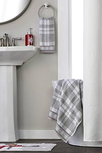 SKL Home Christmas/Winter Whistler Plaid Bath Towel, 100% Cotton, Gray | 500 GSM. Soft & absorbent plaid jacquard. Great for holiday gifting. - color: Whistler Plaid, style: Bath Towel