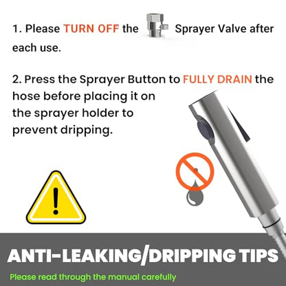 RV Bidet Sprayer, RV Handheld Bidet with Water Hose & RV Fitting, Wall-Mount Toilet Sprayer for Motorhomes, Fifth Wheels, Trailers & Campers Toilet (Brushed)