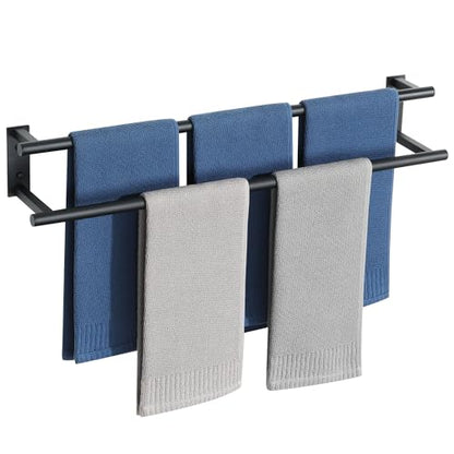 Alise Bathroom Double Towel Bars Wall Mount 28'' Towel Holder,Matte Black | Towel Racks for Bathroom,SUS304 Stainless Steel,Towel Hanger Towel Rails,Double Bath Towel Bar Towel Rod,Kitchen,Laundry - color: Matte Black, size: 28inch