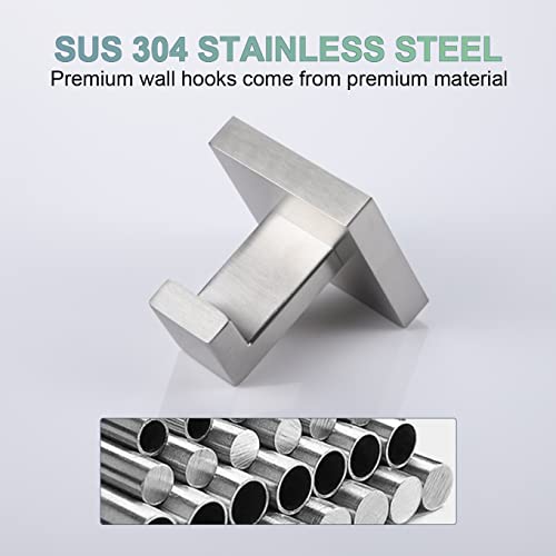 KOKOSIRI Bath Towel Hook Wall Mount Square Robe Hook Coat Hook Bathroom Kitchen Garage Heavy Duty SUS 304 Stainless Steel 3 Pack Brushed Nickel B1010BR-P3 - color: Brushed Nickel, size: 3 Pack