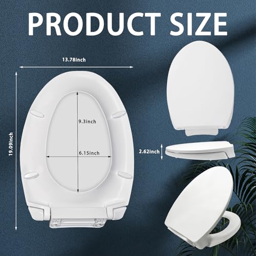 SS114 Slow Close Elongated Toilet Seat and Lid Compatible with TOTO SS113/SS154/SS224/SS204 Traditional Toilet Seat Replacement with Toilet Bolts and Nut, Cotton White