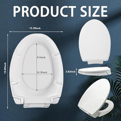 SS114 Slow Close Elongated Toilet Seat and Lid Compatible with TOTO SS113/SS154/SS224/SS204 Traditional Toilet Seat Replacement with Toilet Bolts and Nut, Cotton White