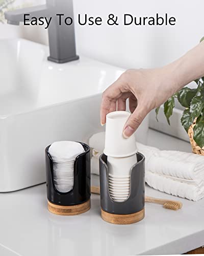 Ceramic Bathroom Cup Holder, 3 oz Dispenser, Grey, 2 Pack | Mouthwash Cups Dispenser for Bathroom, Guest Toiletries, Countertop - color: Grey, size: Set/2