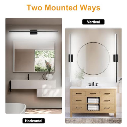 LED Bathroom Vanity Light, Modern Bathroom Light Fixture Over Mirror (3000K/4000K/6000K, Dimmable), Vanity Light Bar with Angle Adjustable, 48 Inch, Black - color: Black, size: 48 inch