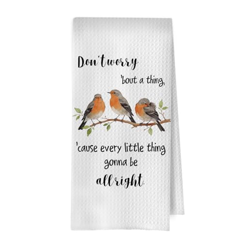 Bird Gifts Kitchen Towel - Inspirational Quotes Decorative Waffle Dish Towels, Gifts for Bird Lovers Hand Towels, Tea Towel, 16x24 Inch - color: Birds Quotes-02