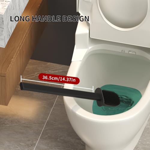 Toilet Brush and Holder, Stainless Steel, Off-White | Removable Inner Bowl and Splash Protection,Flat and Elongated,Dense Bristles for Through Cleaning - color: Off-white