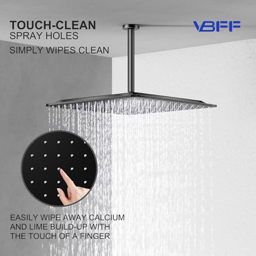 VBFF-Shower Head,rain shower head, 16 inch- Square Shower Head, 1.8 GPM Flow Rate, rainfall showerhead,VBFF10 (Matte Black) - color: Matte Black, size: 16 Inch