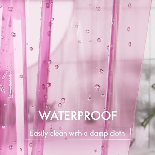 AmazerBath Shower Curtain Liner, 72x72 Transparent Hot Pink Shower Liner, Lightweight Plastic Shower Curtain Liners, Cute Waterproof Shower Liner for Bathroom with 3 Magnets & 12 Grommet Holes - color: Clear Hot Pink, size: 72"W x 72"L (Pack of 1)