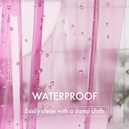 AmazerBath 72x78 Long Shower Curtain Liner, Clear Pink Plastic Shower Liner, Waterproof PEVA Shower Liners, Cute Lightweight Shower Curtains for Bathroom with 3 Magnets & 12 Rustproof Grommets - color: Clear Hot Pink, size: 72"W x 78"L (Pack of 1)