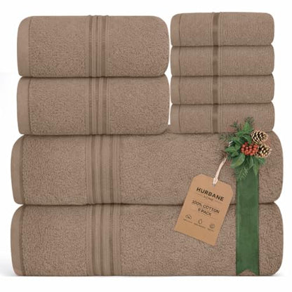 Light Brown Bath Towels for Bathroom, 100% Cotton, Thick, Soft, Luxury Bath Towels Set with 2 Extra Large Bath, 2 Hand, and 4 Washcloths – Plush, Absorbent, and Hotel-Quality Towels for Bathroom & Spa - color: Light Brown