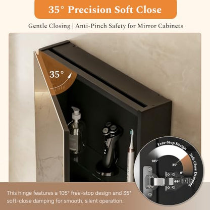 Spliceable Modular Bathroom Medicine Cabinet with Soft Close Doors with Glass on Both Sides, Reversible Wall Mounted Mirror (28" L x 20" W) - color: 20"×28" Reversible Cabinet