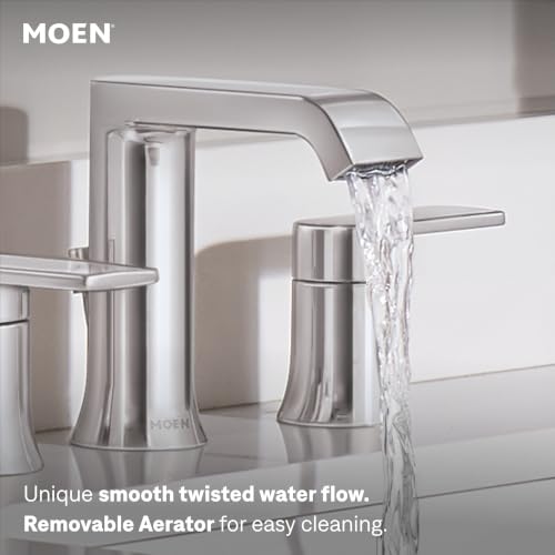 Moen Genta LX Two-Handle High Arc Widespread Bathroom Sink Faucet, for 3-Hole Setups, Valve Included, Chrome, TV6708 - color: Chrome