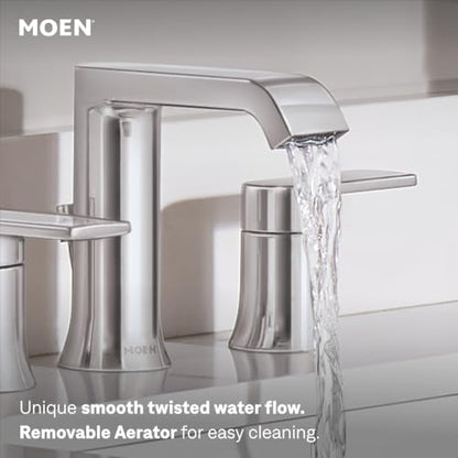 Moen Genta LX Two-Handle High Arc Widespread Bathroom Sink Faucet, for 3-Hole Setups, Valve Included, Chrome, TV6708 - color: Chrome