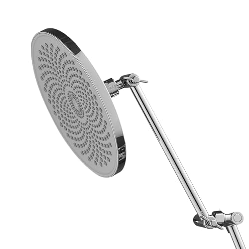 VEVOR Shower Head Extension Arm, 11 Inches, Brass Shower Arm Extender with Flexible Adjustable Angle Height, Chrome Finish, G1/2 Universal Thread Connector Compatible, for Rain & Handheld Showerhead - size: 11''