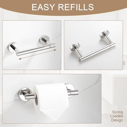 BGL Toilet Paper Holder Mirror Polish Wall Mount, Bathroom Toilet Paper Holder Brushed Nickel SUS 304 Stainless Steel, Double Post Pivoting Toilet Paper Roll Holder for Bathroom RV - color: Mirror Polish