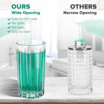 Automatic Soap Dispenser Foam for Kitchen: 11 OZ Glass Touchless Clear Auto Foaming Soap Dispenser for Bathroom - Hand Dish Lotion Home Countertop Kids - Family Couple - color: Vertical Stripe Style Foam