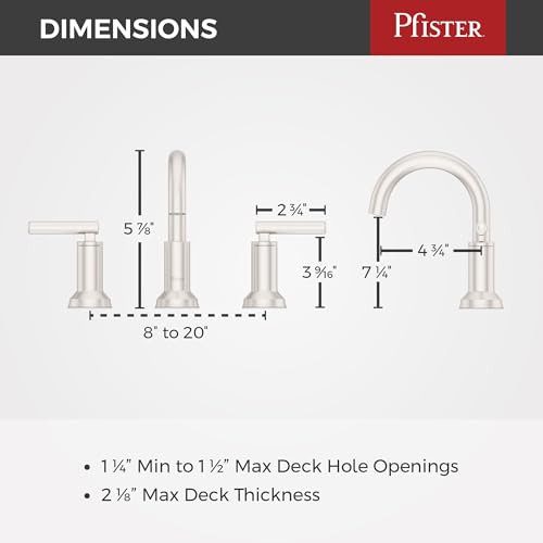 Pfister Capistrano Widespread Bathroom Sink Faucet 2 Handle 3 Hole Brushed Nickel Vanity Faucet with Push & Seal Drain TiteSeal Mount NSF Certified Bath Fixture LF049CSOGS - color: Spot Defense Brushed Nickel, size: 1 Pack