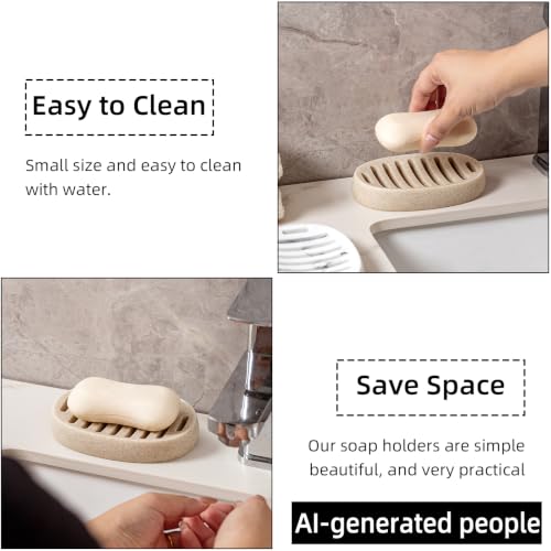 Soap Dish, Simple Oval Bar Soap Holders, Self Draining, Beige | Modern,Sandstone Look, Soap Saver Spone Holder Tray for Shower Bathroom Sink Countertop Kitchen Bathtub - color: Beige