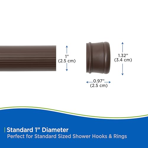 Kenney KN609L/15 Twist & Fit No Tools Spring Tension Standard Shower Curtain Rod with Non-Slip, Non-Scratch Ends, 42-72" Adjustable Length, Easy Install, Brown, 1" Diameter Rust Resistant Steel Tube - color: Chocolate