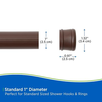 Kenney KN609L/15 Twist & Fit No Tools Spring Tension Standard Shower Curtain Rod with Non-Slip, Non-Scratch Ends, 42-72" Adjustable Length, Easy Install, Brown, 1" Diameter Rust Resistant Steel Tube - color: Chocolate