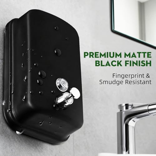 RYTOXILO Wall Soap Dispenser 1000ml/34 fl oz Commercial Soap Dispenser Stainless Steel Soap Dispenser Hand Soap Dispenser for Bathroom Kitchen Wall Mounted(Matte Black) - color: Black