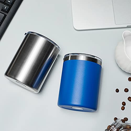 MEWAY 12 oz Lowball, Tumbler Stainless Steel Double Wall Vacuum Insulated Mug with Straw and Lid, Cleaning Brush ，Durable Powder Coated Insulated Coffee Cup for Cold & Hot Drinks (Navy,4 pack) - color: Navy