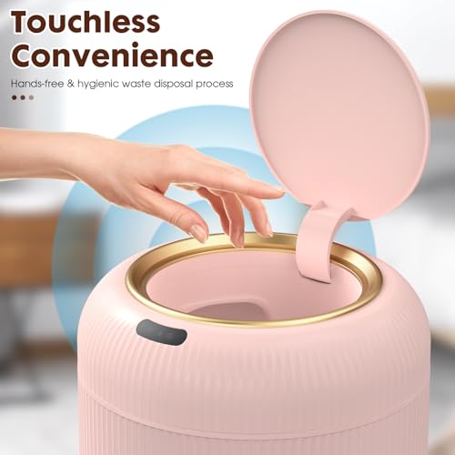 Procade Automatic Motion Sensor Bathroom Trash Can with Lid, 3 Gallon Touchless Trash Bin, Smart Plastic Garbage Can, Mini Pink Wastebasket for Toilet, Office, rv, Bedroom, Living Room - color: Pink