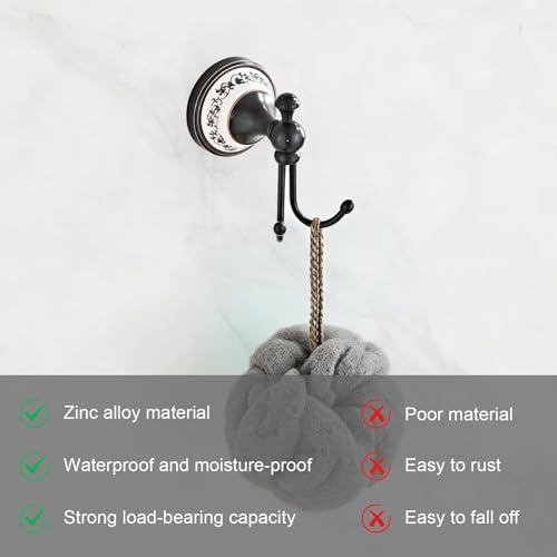 Black Bronze Brass Bath Towel Hooks Wall Mounted Bathroom Clothes Hook, Antique Brass Horn Shape Curved Towel Hooks - color: Black, size: Clothes Hook