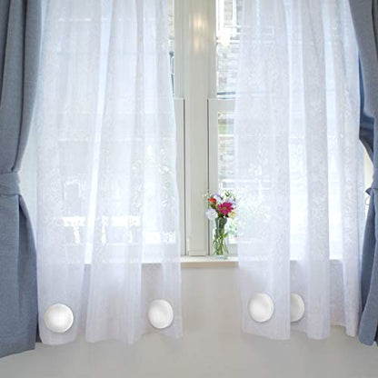 Jetec 12 Pcs/6 Sets Magnetic Curtain Weights No Sew Shower Curtain Magnets White Plastic Shower Curtains Liner Clips for Light Curtains Tablecloth Liner - color: White