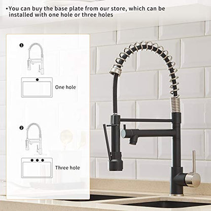 AIMADI Kitchen Sink Faucet,Black Kitchen Faucets with Pull Down Sprayer | Black Stainless Steel Single Handle One Hole Kitchen Faucet,Matte Black,Ceramic Cartridge,Easy DIY Install - color: Black Nickel, style: Contemporary